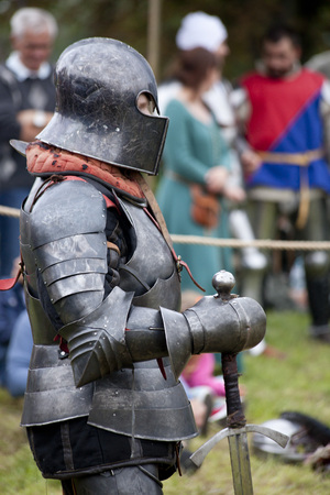 LIW, POLAND - September 13, 2016: Historical restoration of knightly fights on XV Knights tournament in LIWのeditorial素材