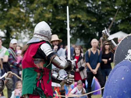 LIW, POLAND - September 13, 2016: Historical restoration of knightly fights on XV Knights tournament in LIWのeditorial素材