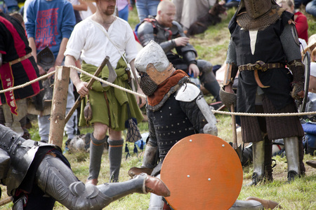 LIW, POLAND - September 13, 2016: Historical restoration of knightly fights on XV Knights tournament...