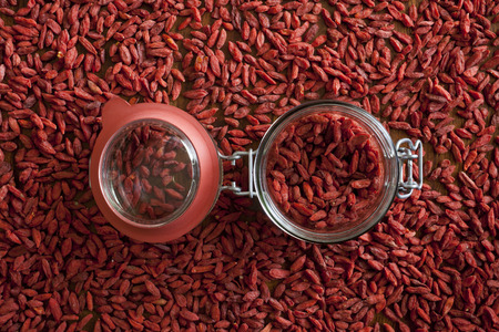 Goji berries on the wooden table