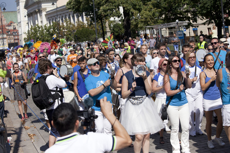 WARSAW, POLAND, AUGUST 28: Unidentified musician on the parade on Warsaw Multicultural Street Parade...
