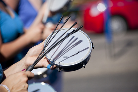 WARSAW, POLAND, AUGUST 28: Unidentified musician on the parade on Warsaw Multicultural Street Parade on August 28, 2016 in Warsaw, Poland.のeditorial素材
