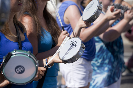 WARSAW, POLAND, AUGUST 28: Unidentified musician on the parade on Warsaw Multicultural Street Parade...