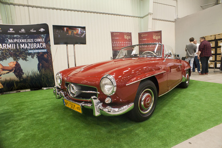 WARSAW, POLAND, May 13: Oldtimer Mercedes car on Warsaw Auto Nostalgy fair on May 13, 2017 in...
