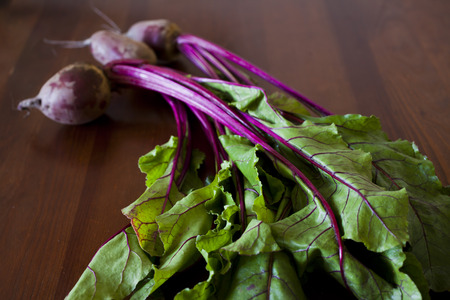 fresh beetroot on wooden tableの写真素材