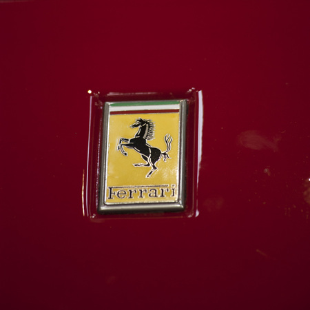 WARSAW, POLAND, May 13: Oldtimer  Ferrari car logo on Warsaw Auto Nostalgy fair on May 13, 2017 in...
