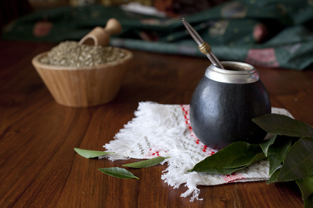 yerba mate in matero on a table