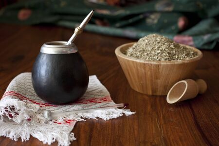 yerba mate in matero on a table