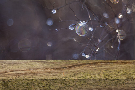 Empty top marble countertop and bokeh backgroundの写真素材