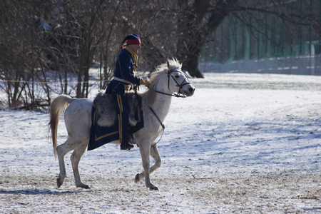 WARSAW, POLAND, Februar 24: Reenactors during annual reenactment of the Battle of Olszynka Grochowska 1831- a battle between Poland and Russia- on February 24, 2018 in Warsaw, Poland.のeditorial素材