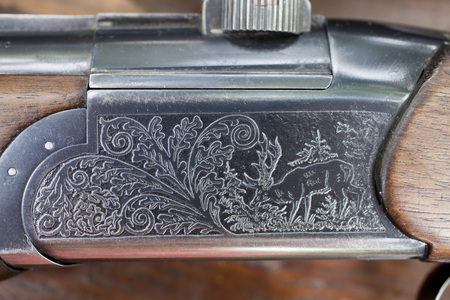 cleaning the shotgunの写真素材