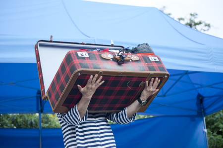 WARSAW, POLAND, June 4: Clown during outdoor performance on Kids Day- on June 4, 2018 in Warsaw,...