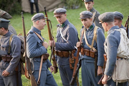 WARSAW, POLAND, September 15: Soldiers on World war the second battle inscenisation September 15, 2018 in Warsaw, Poland.のeditorial素材