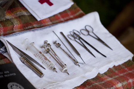 WARSAW, POLAND, September 15: Multiple military vintage objects during the second battle inscenisation September 15, 2018 in Warsaw, Poland.のeditorial素材