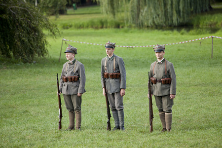 WARSAW, POLAND, September 15: Soldiers on World war the second battle inscenisation September 15,...