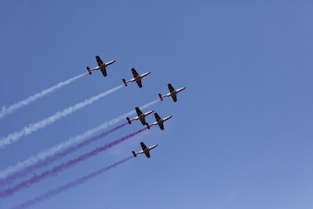 WARSAW, POLAND, May 3: Planes on army parade on May 3, 2019 in Warsaw, Poland.のeditorial素材