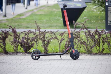 WARSAW, POLAND, May 1: City scooters ready for rent on May 1, 2019 in Warsaw, Poland.のeditorial素材