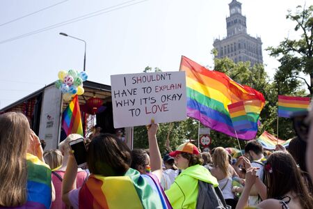 WARSAW, POLAND, July 8: People during Equality parade on July 8, 2019 in Warsaw, Polandのeditorial素材