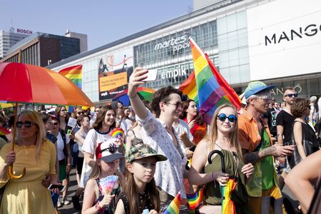 WARSAW, POLAND, July 8: People during Equality parade on July 8, 2019 in Warsaw, Polandのeditorial素材