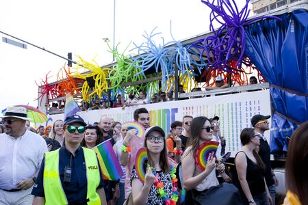 WARSAW, POLAND, July 8: People during Equality parade on July 8, 2019 in Warsaw, Polandのeditorial素材