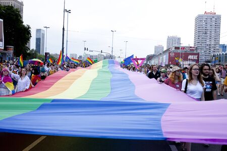 WARSAW, POLAND, July 8: People during Equality parade on July 8, 2019 in Warsaw, Polandのeditorial素材