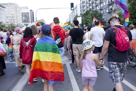 WARSAW, POLAND, July 8: People during Equality parade on July 8, 2019 in Warsaw, Polandのeditorial素材