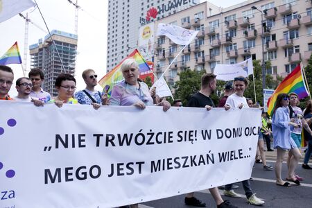 WARSAW, POLAND, July 8: People during Equality parade on July 8, 2019 in Warsaw, Polandのeditorial素材