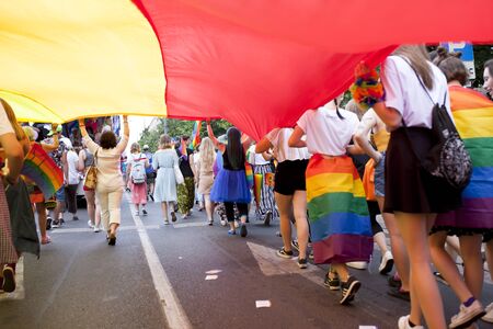 WARSAW, POLAND, July 8: People during Equality parade on July 8, 2019 in Warsaw, Poland