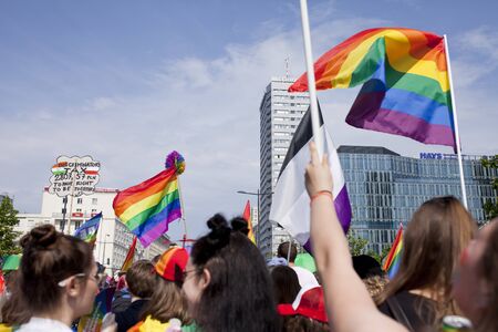 WARSAW, POLAND, July 8: People during Equality parade on July 8, 2019 in Warsaw, Polandのeditorial素材