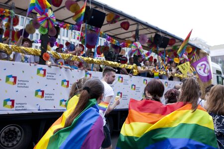 WARSAW, POLAND, July 8: People during Equality parade on July 8, 2019 in Warsaw, Polandのeditorial素材