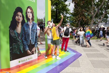 WARSAW, POLAND, July 8: People during Equality parade on July 8, 2019 in Warsaw, Polandのeditorial素材