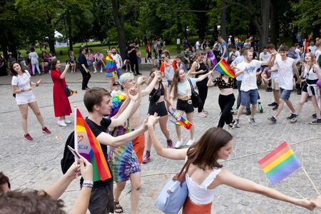 WARSAW, POLAND, July 8: People during Equality parade on July 8, 2019 in Warsaw, Polandのeditorial素材