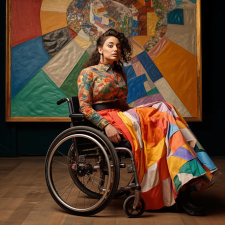 woman sitting down in a wheelchair and happy life, International Women's Dayの素材