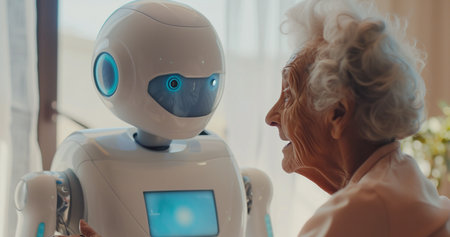 A futuristic medical facility with advanced robotic an AI robotの素材