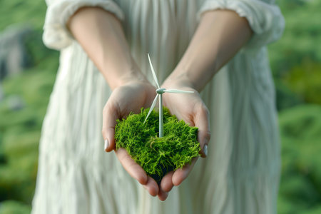A water droplet hanging from the edge of a green leaf, reflecting its surroundings. The focus is on capturing the delicate balance between natureの素材