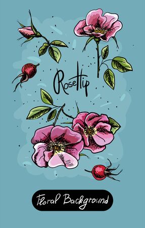 Vector set of painted flowers. Floral background.のイラスト素材