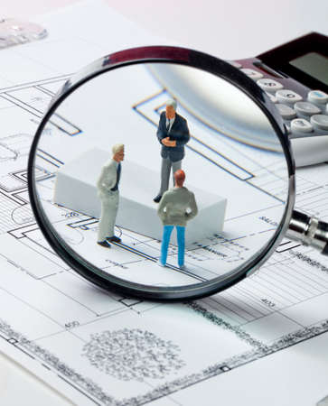 focus on businessmen on architect sketch for concept of building cost, negotiation and strategyの写真素材