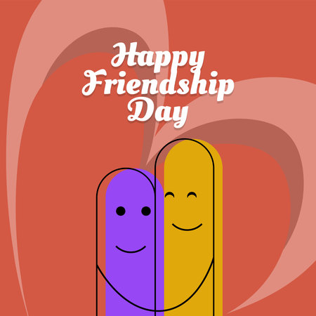 Cute character for friendship day .greeting card of happy friendship day on 30 julyのイラスト素材