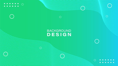 Abstract blue and green gradient line wave geometric background. Dynamic shape composition. Vector illustrationのイラスト素材
