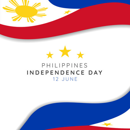 Happy philippines independence day on june 12th, greeting card design, poster design, philippines independence day holidayのイラスト素材