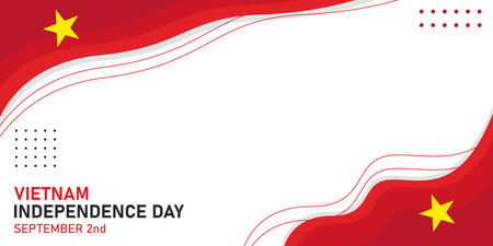 Happy Vietnam Independence Day September 2th Celebration Vector Design Illustration. Template for Poster, Banner, Greeting Cardのイラスト素材