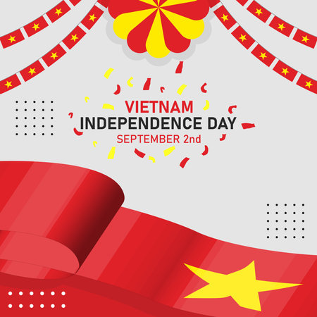 Happy Vietnam Independence Day September 2th Celebration Vector Design Illustration. Template for Poster, Banner, Greeting Cardのイラスト素材