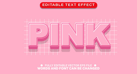 Pink 3D bold text effect style vector editableのイラスト素材