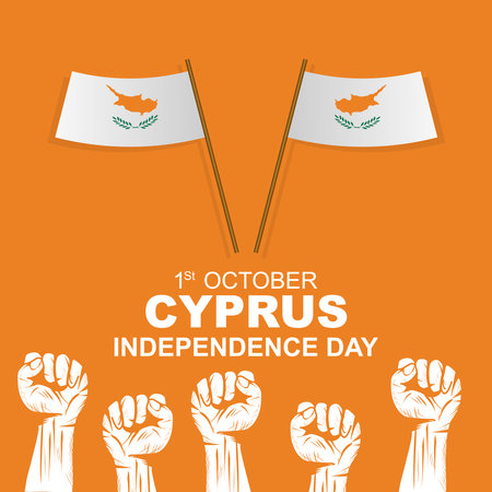 Cyprus Independence Day is celebrated on October 1. greeting card or poster design with Cyprus flag. Vector illustration designのイラスト素材