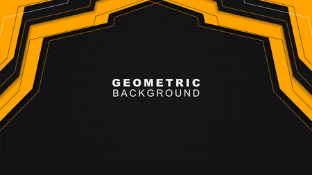Futuristic yellow and black background with hexagon pattern, Modern banner background template. Vector illustrationのイラスト素材