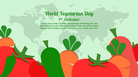Vector illustration design concept of World Vegetarian Day observed on every 1st Octoberのイラスト素材