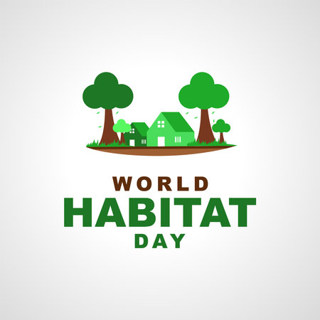 Vector illustration of World Habitat Day. Suitable for greeting card, poster and banner.のイラスト素材