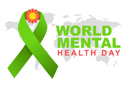 World Mental Health Day is celebrated every year on October 10. Vector illustrationのイラスト素材