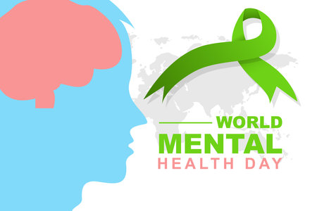 World Mental Health Day is celebrated every year on October 10. Vector illustrationのイラスト素材