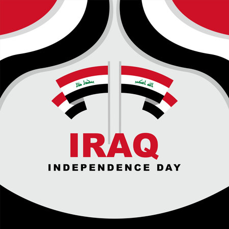 Vector ilustrasi dari Iraq independence dirayakan pada tanggal 3 october day poster ucapan dengan bendera iraqのイラスト素材